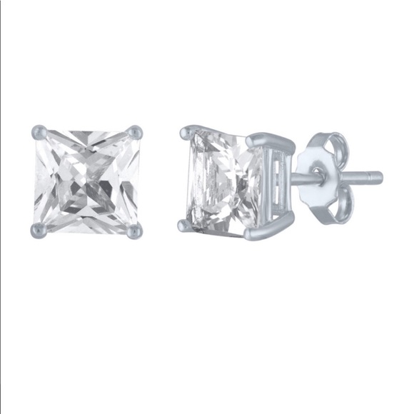 Jewelry - 2.5 CT.T.W. Princess Cut White Sapphire Studs